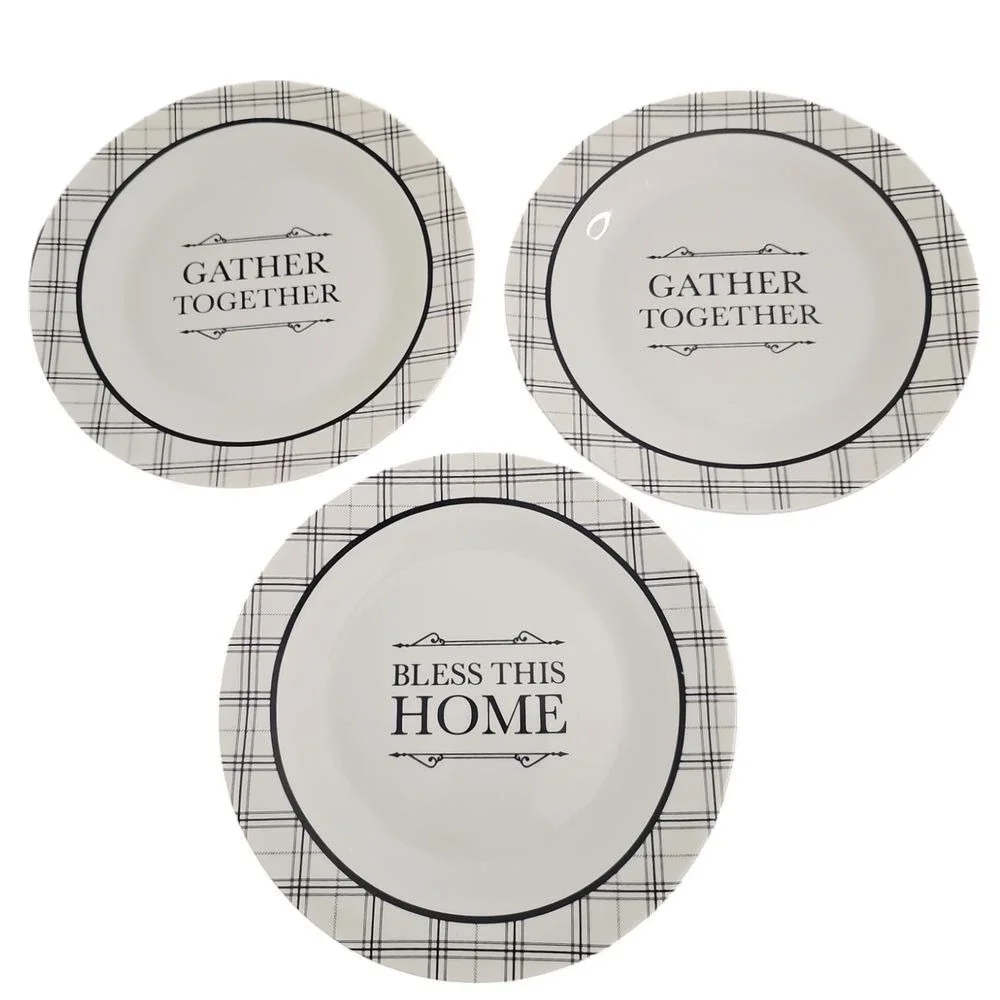 Royal Norfolk Farmhouse‎ Style Plates 3 Set  'Gather Together & Bless This Home'